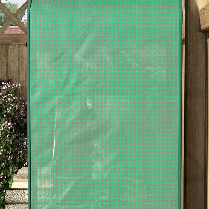 Serra per Piante a 4 Ripiani con Porta Avvolgibile 69x49x158 cm in Metallo e PE Verde Scuro