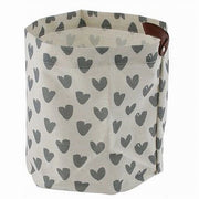 Trade Shop - Cesto Porta Oggetti Cuori Grigi In Tessuto Con Manico Bagno Cucina 25x28cm 10613 -