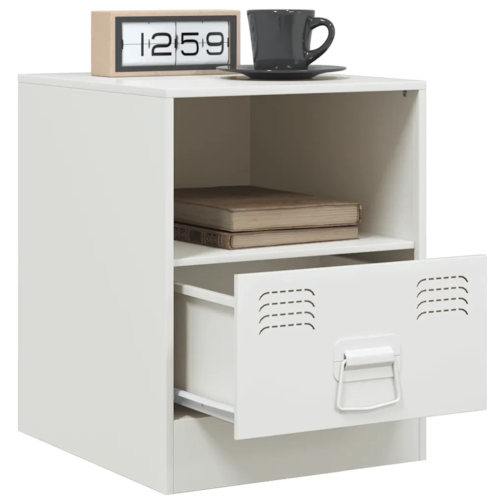 Comodino-Tavolino da notte Bianco 34,5x39x44 cm in Acciaio 303455