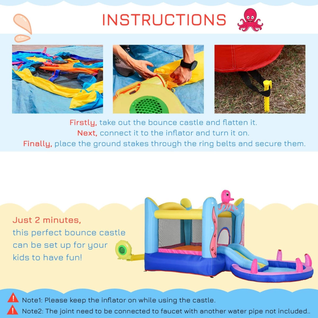 EasyComfort Castello Gonfiabile Gigante e Rimbalzante per Bambini 3-8 Anni con Scivolo, Piscina e Gonfiatore 3.6x1.75x1.8m