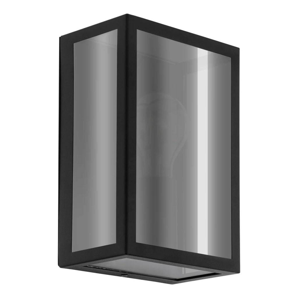 Applique Esterno Alamonte Smoke Acciaio Nero Vetro Trasparente 1 Luce E27 Ip44