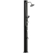 Doccia Solare 18x14x215 cm Capacità 35L Protezione Antigelo 2 Soffioni Rubinetto per Piedi in Plastica e ABS Nero