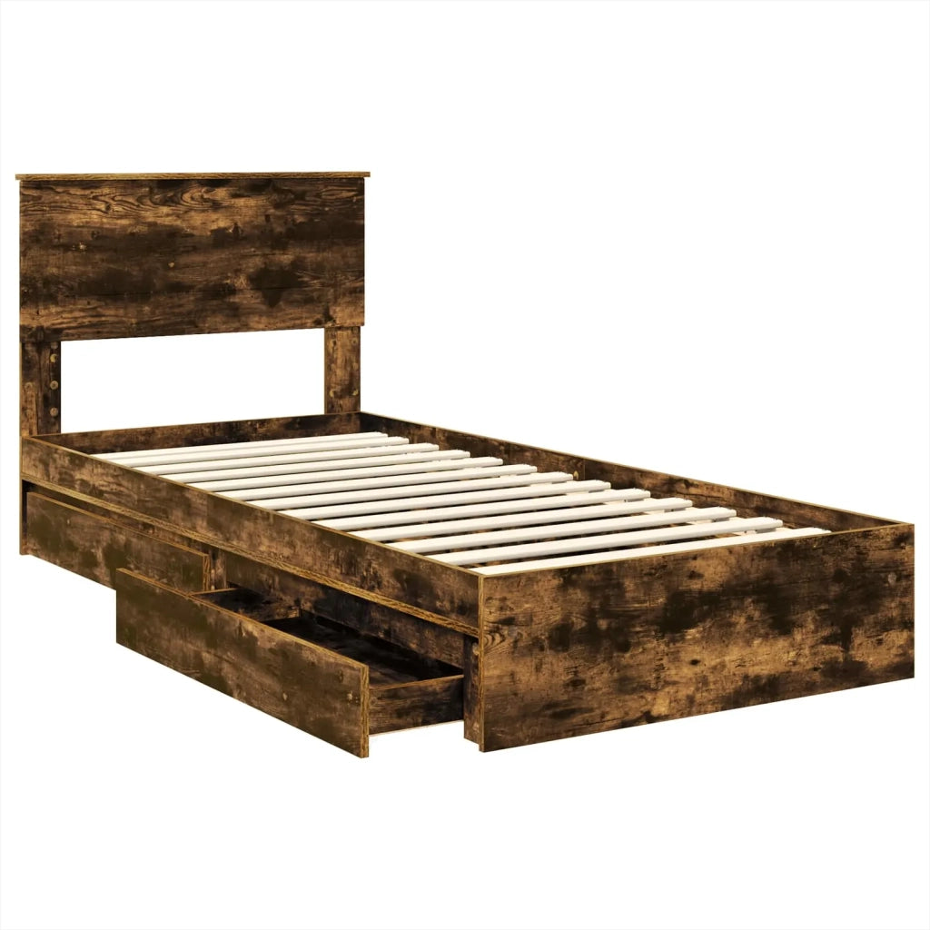 Letto con Contenitore Rovere fumé 90 x 200 cm Legno multistrato