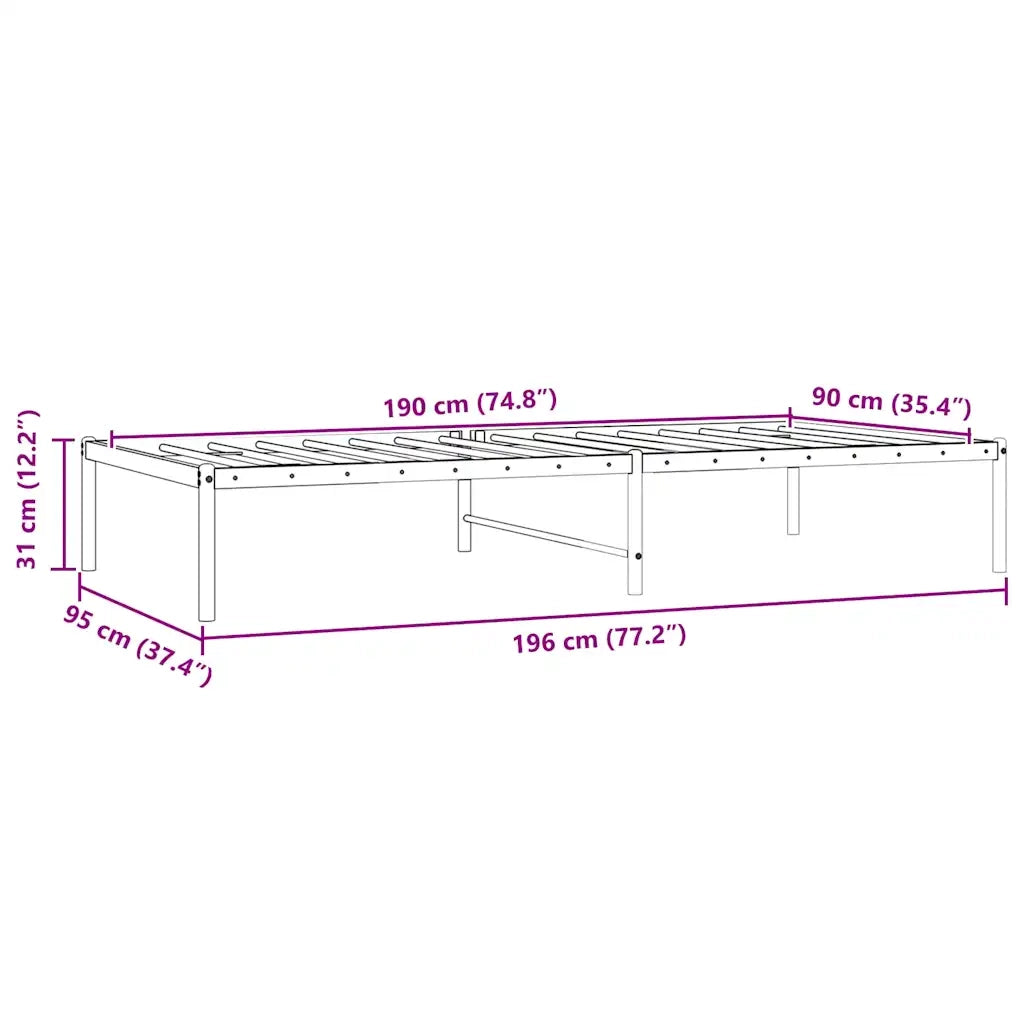Giroletto-Struttura Letto in Metallo Nero 90x190 cm 440512