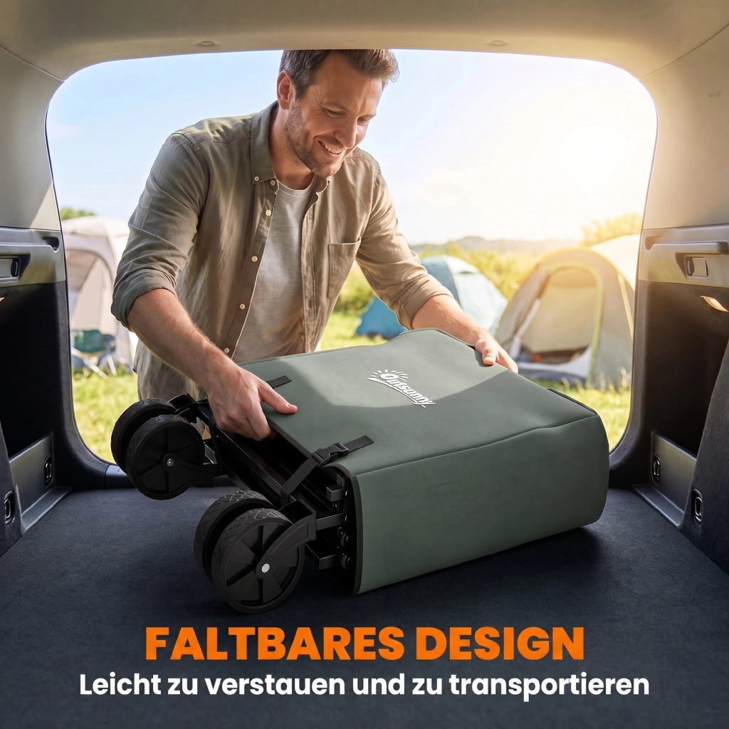 Carrello da Giardino Pieghevole ¨C zephmum ¨C Verde 72 Litri