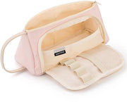 Etui con grande capacità, grande tas di stoccaggio, etui per matite coloranti, borsa semplice per materiali da ufficio, scuola, università, organizzatore da ufficio per ragazze adolescenti, rosa