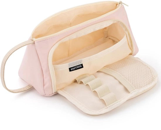Etui con grande capacità, grande tas di stoccaggio, etui per matite coloranti, borsa semplice per materiali da ufficio, scuola, università, organizzatore da ufficio per ragazze adolescenti, rosa