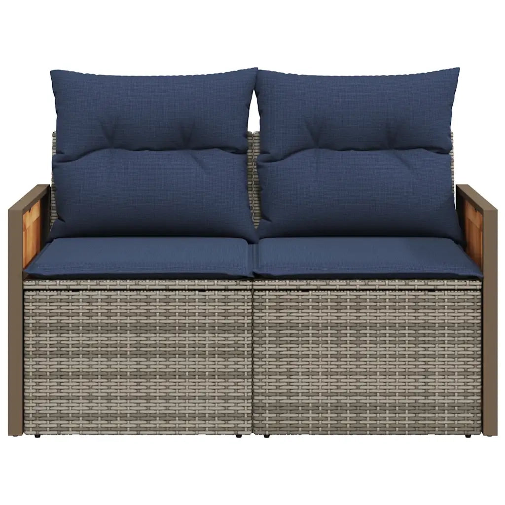 Divano da giardino con cuscini a 2 posti grigio in polyrattan