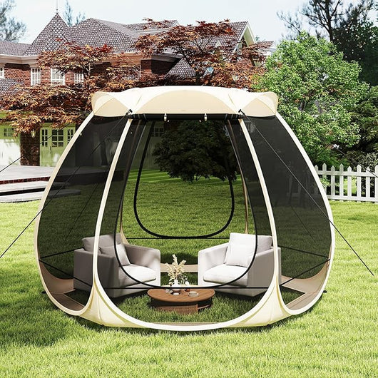 Tenda a Rete Pop Up per 4-6 Persone, 310 x 270 CM, Tenda da Campeggio Pieghevole con Zanzariera, Borsa Portatile, per Famiglie, Campeggio e Giardino