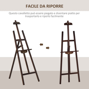 Easycomfort Cavalletto Pittura Studio Professionale Altezza e Inclinazione Regolabili in Legno 51.5x71.5x134.5, Color caffè