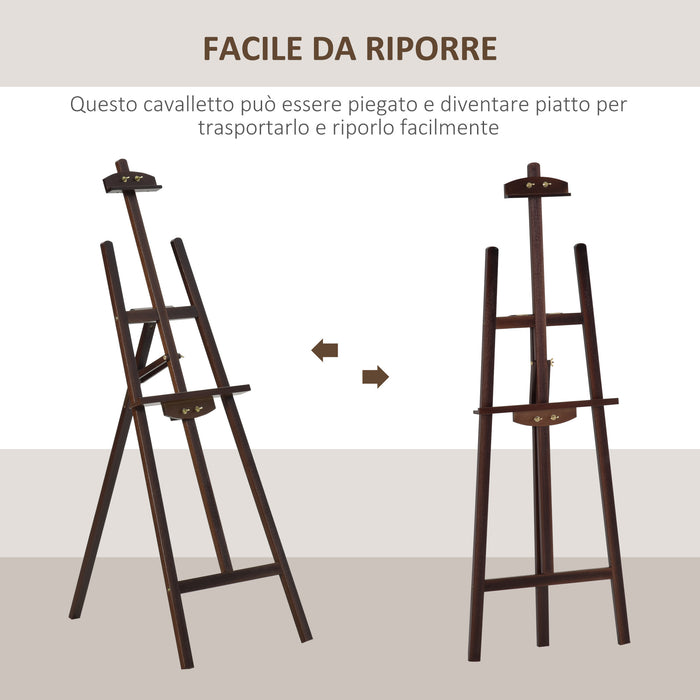 Easycomfort Cavalletto Pittura Studio Professionale Altezza e Inclinazione Regolabili in Legno 51.5x71.5x134.5, Color caffè