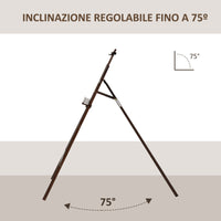Easycomfort Cavalletto Pittura Studio Professionale Altezza e Inclinazione Regolabili in Legno 51.5x71.5x134.5, Color caffè