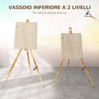 Easycomfort Cavalletto per Pittura Salvaspazio in Legno di Faggio con Altezza e Angolazione Regolabile, 93x84x183 cm