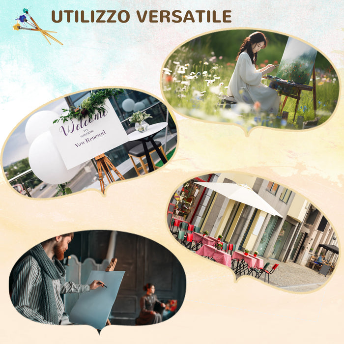 Easycomfort Cavalletto per Pittura Salvaspazio in Legno di Faggio con Altezza e Angolazione Regolabile, 93x84x183 cm