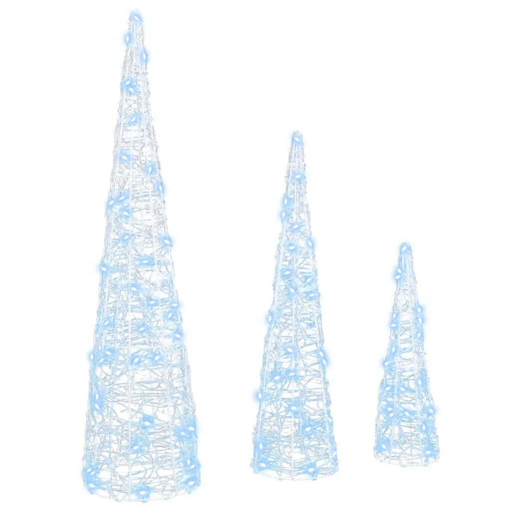Albero di Natale 3 pcs Bianco freddo 20 x 20 x 80 cm Acrilico 42019016