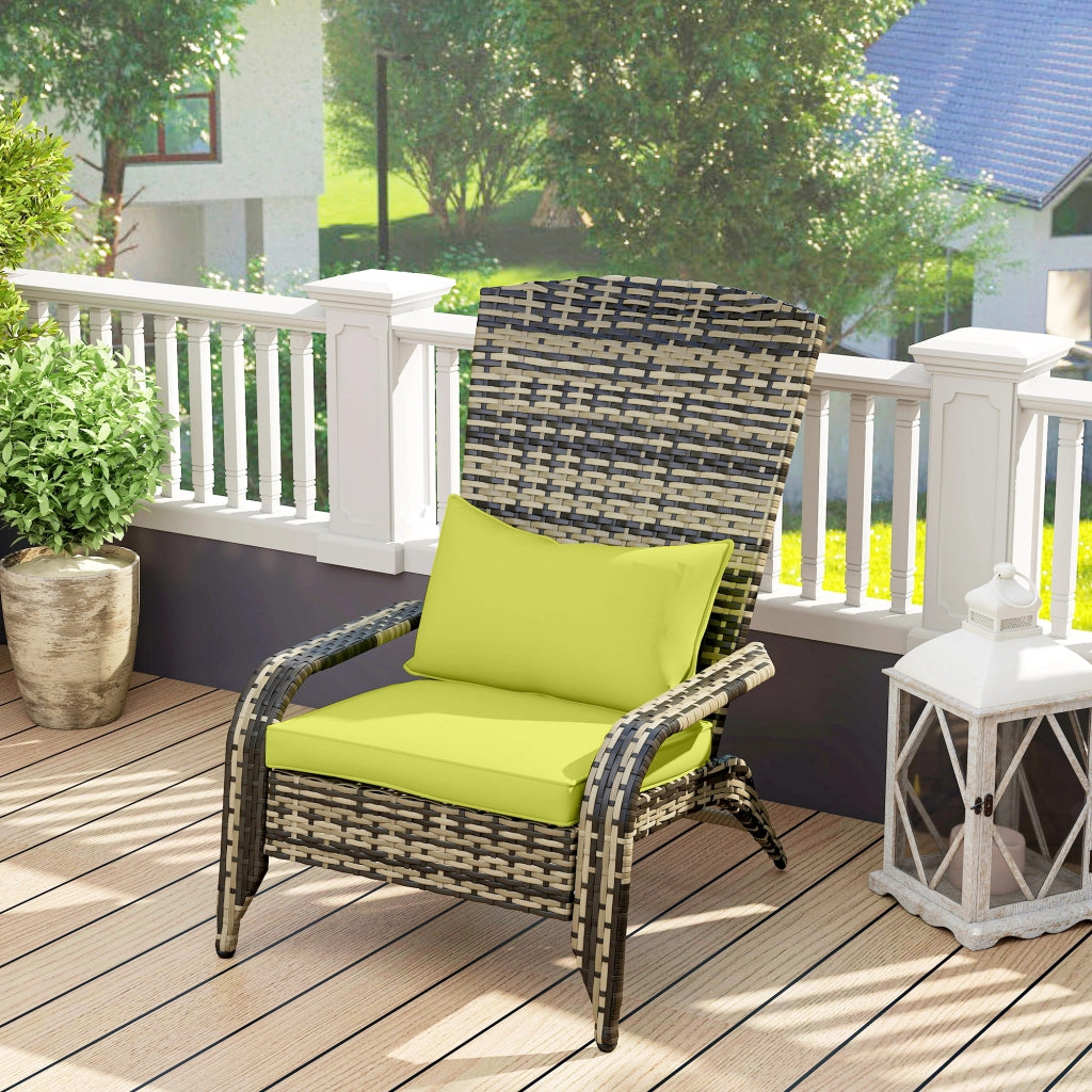 Sedia da Giardino con Braccioli e Cuscini ¨C zephmum ¨C Rattan e Acciaio, Verde, 64x80x90 cm
