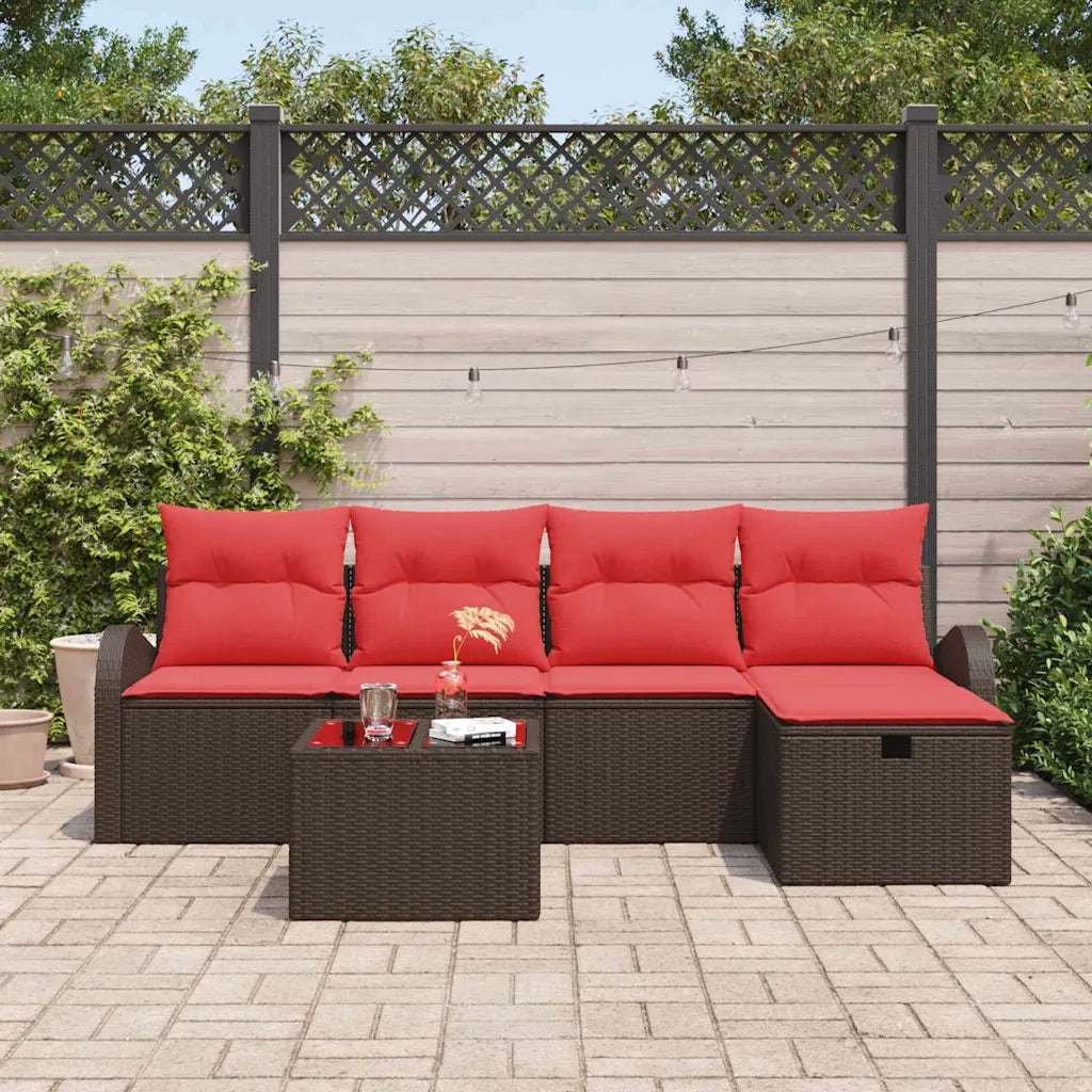 Set Divano da Giardino con cuscino 6 pcs Marrone polyrattan 3360405