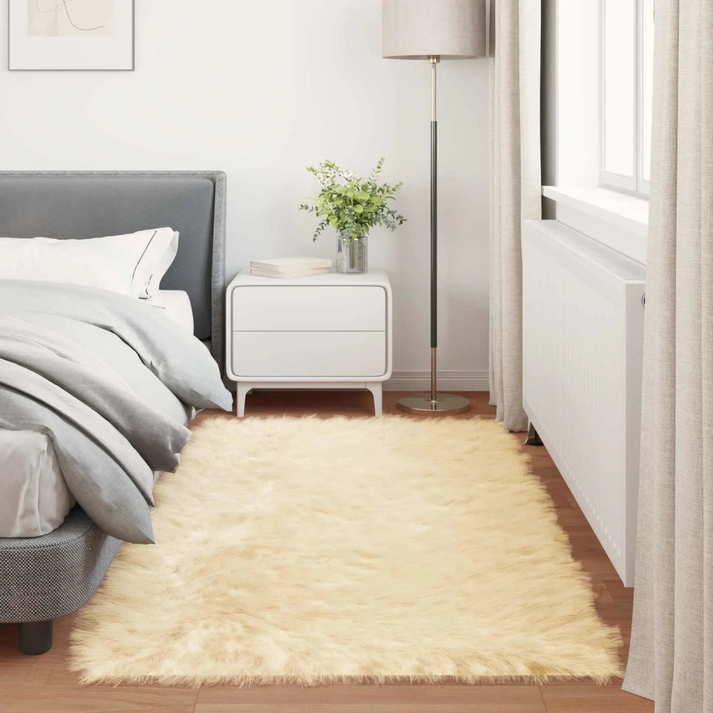 Tappeto in finta TAFALLA Crema 100 x 200 cm Poliestere