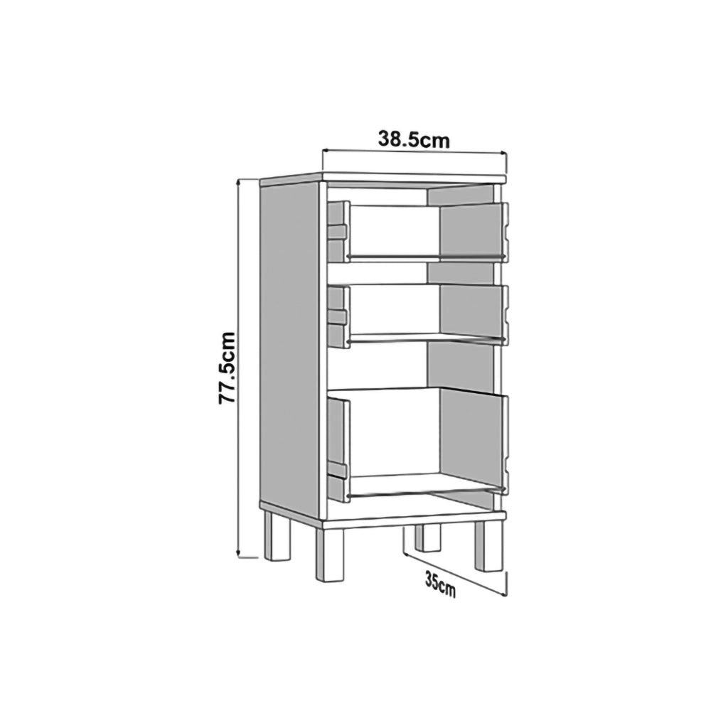 Madia Vilcab, Credenza un Ripiano, 39x35x78h cm Marrone Rovere Nodi