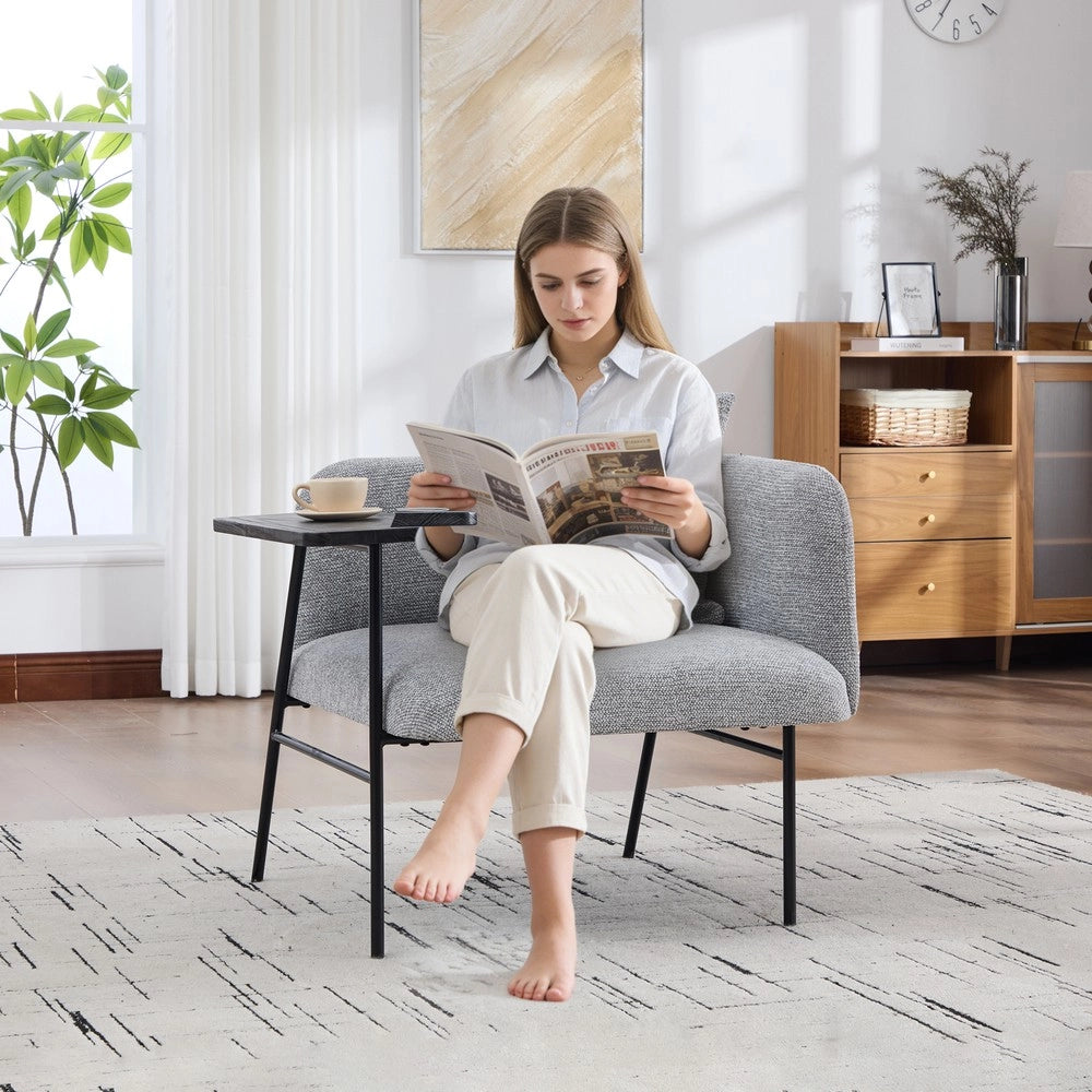 Poltrona con Poggiapiedi e Tavolino ¨C MINIMAL ¨C Tessuto, Grigio