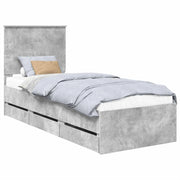 Letto singolo | Letto per adulti | Struttura del letto con cassetto Grigio cemento 75 x 190 cm