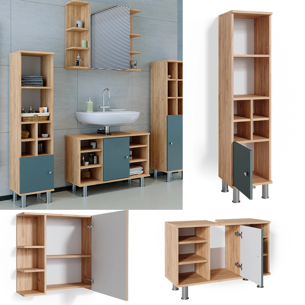 Vicco Set mobili bagno Verde 3 parti
