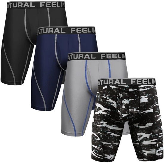 Boxer da Sport 4 Pack - Boxer da Sport Lungo - Pantaloncini Sportivi - Aderenti - Assorbenti di Vapore - Evaporanti - Intimo da Sport