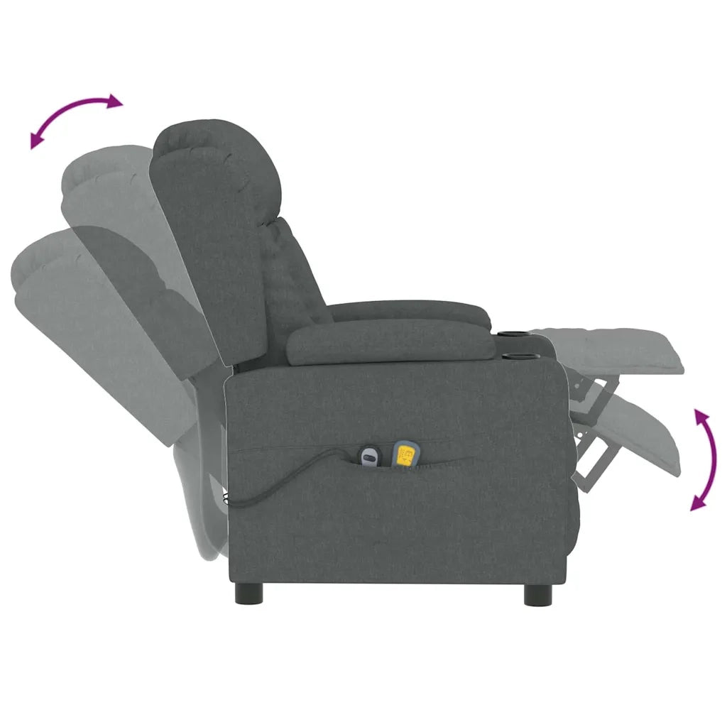 Poltrona Massaggiante | Sedia Relax Elettrica Grigio Scuro in Tessuto