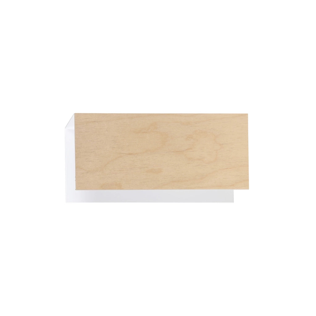 Applique 1 Luce Merlino In Acciaio Bianco Corpo Rettangolare E Legno Naturale