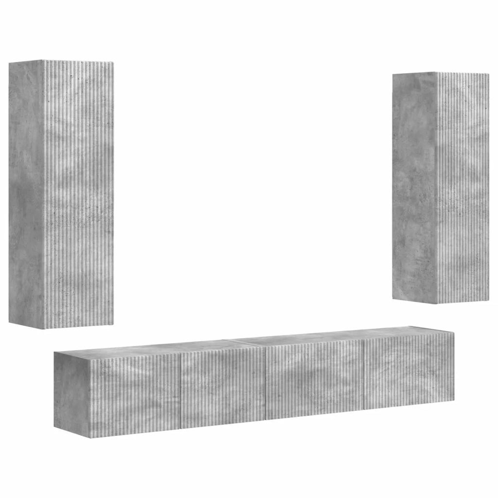 Set mobile TV 3 pcs Grigio cemento Legno multistrato 3408982