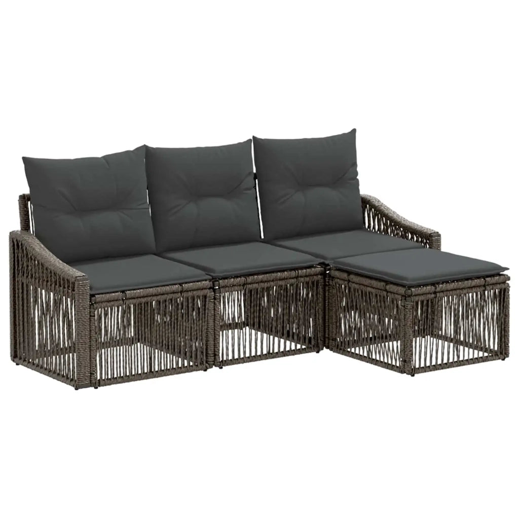 Set Divano da Giardino 4 pcs Grigio polyrattan 3435986