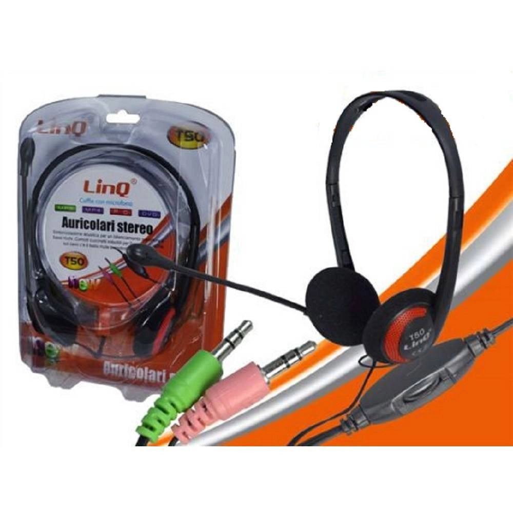 Trade Shop - Cuffie Con Microfono Stereo Per Pc Notebook Skipe Msn Videolezioni Jack 3.5mm T50 -