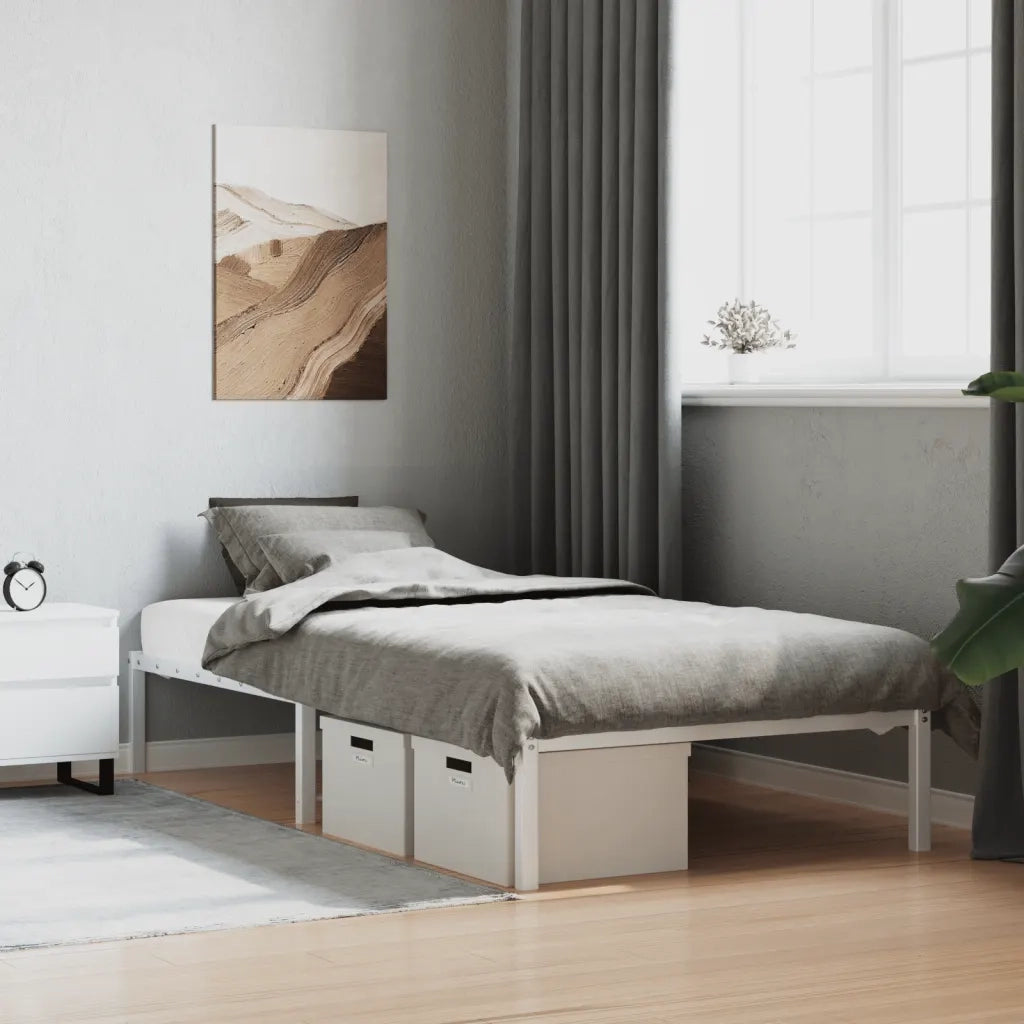 Letto singolo | Letto per adulti | Giroletto in Metallo Bianco 100x190 cm