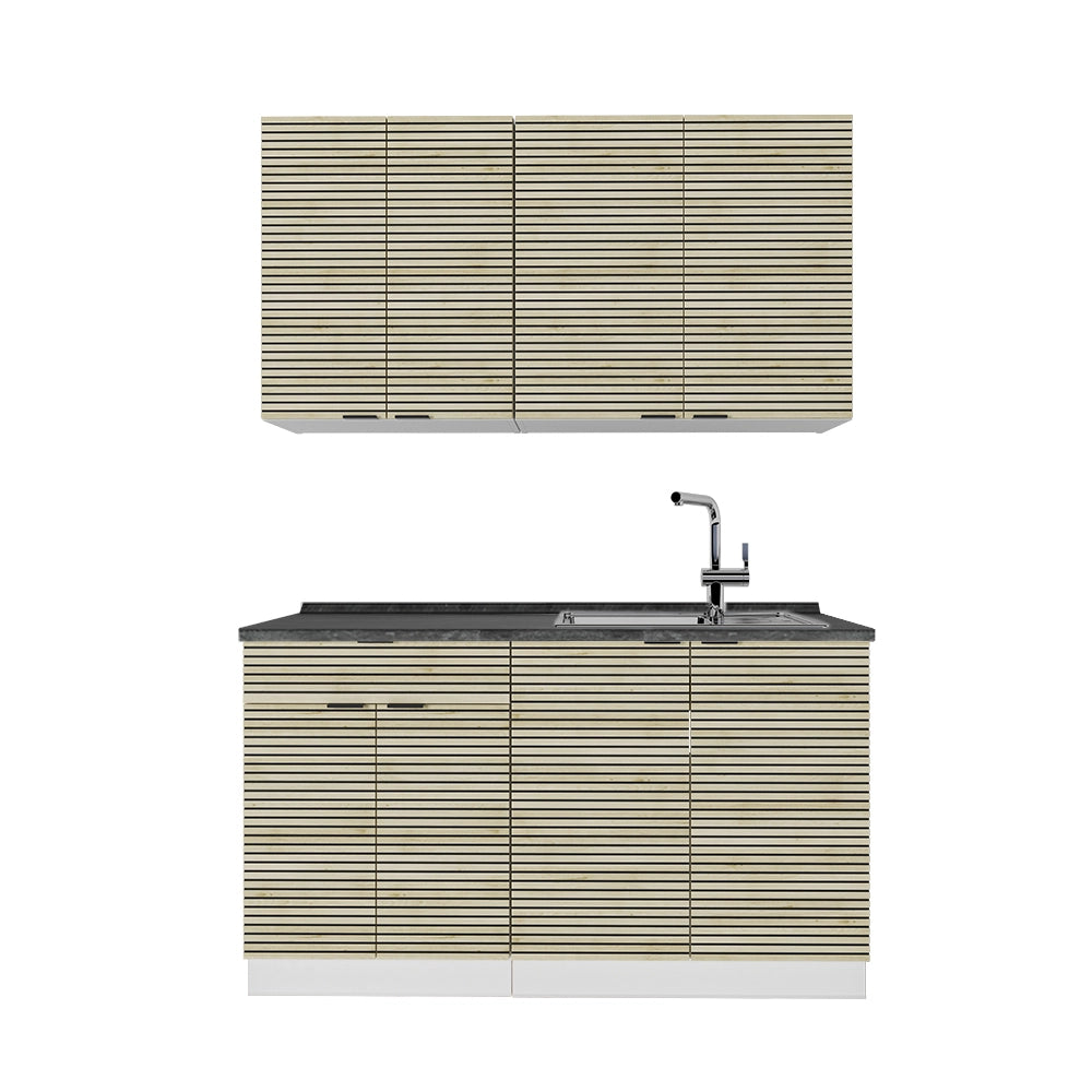 Cucina completa Fame-Line Pannello in quercia/Bianco 140 cm, PL Antracite Vicco