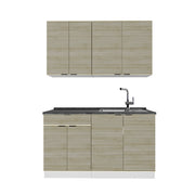 Cucina completa Fame-Line Pannello in quercia/Bianco 140 cm, PL Antracite Vicco