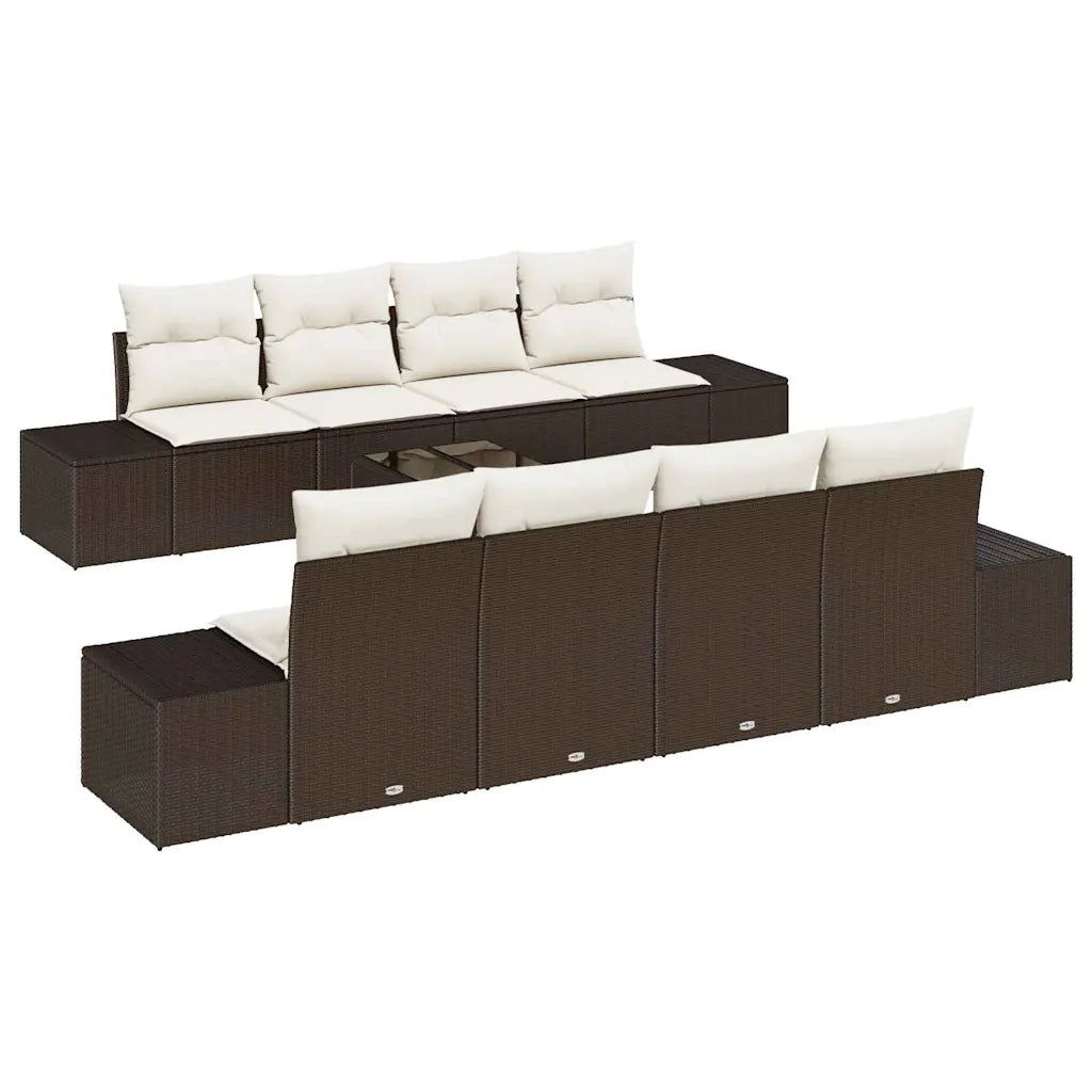Set Divano da Giardino 8 pcs Marrone e Crema polyrattan