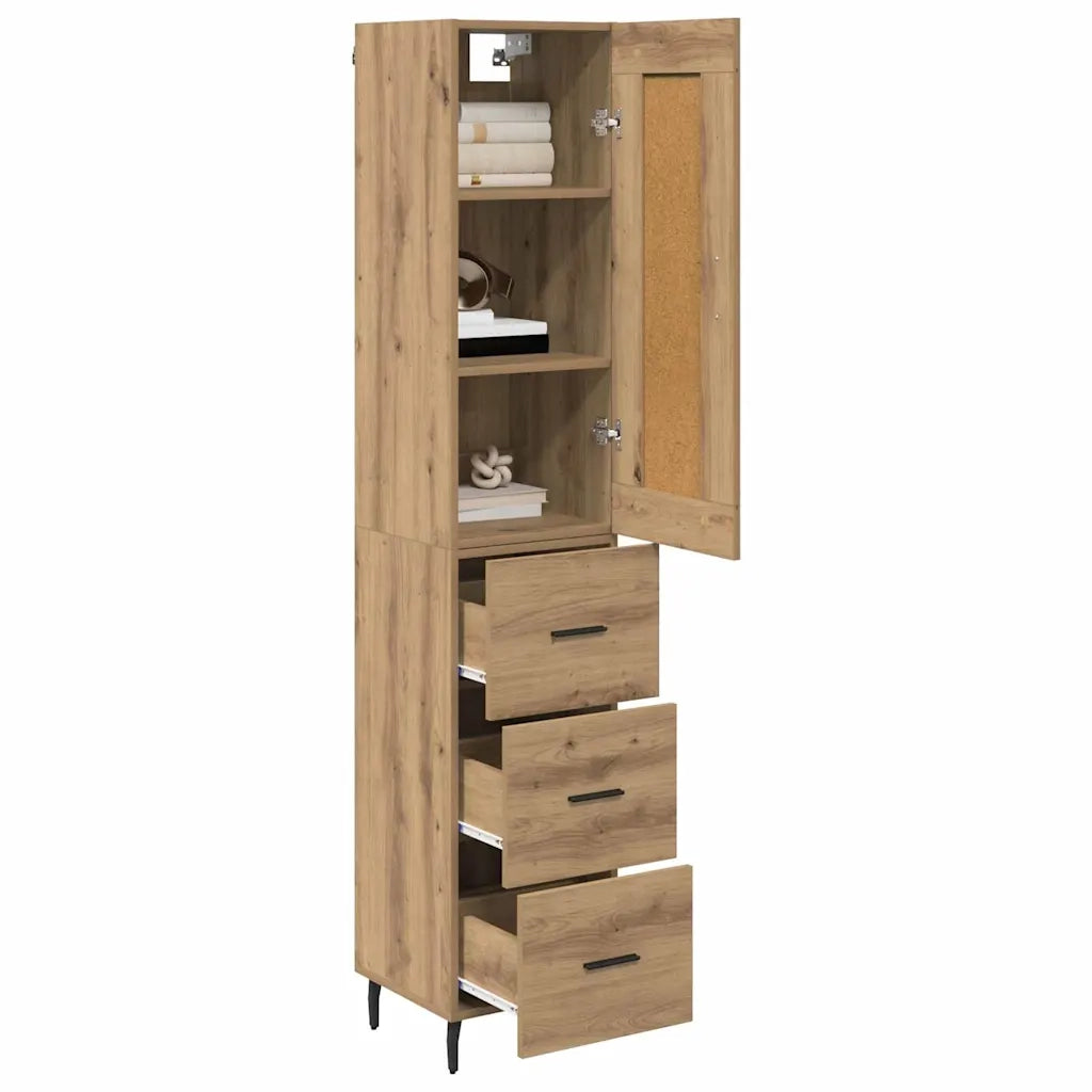 Credenza con Cassetto-Buffet-Armadio da cucina Rovere artigianale 34,5 x 34 x 180 cm 305402