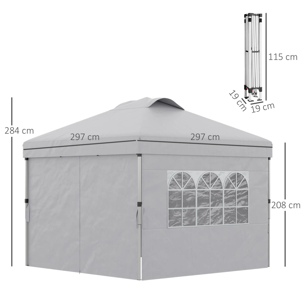 Tonnelle Barnum Pop-up Pieghevole 3x3 ¨C zephmum ¨C Grigio con Finestre e Ruote