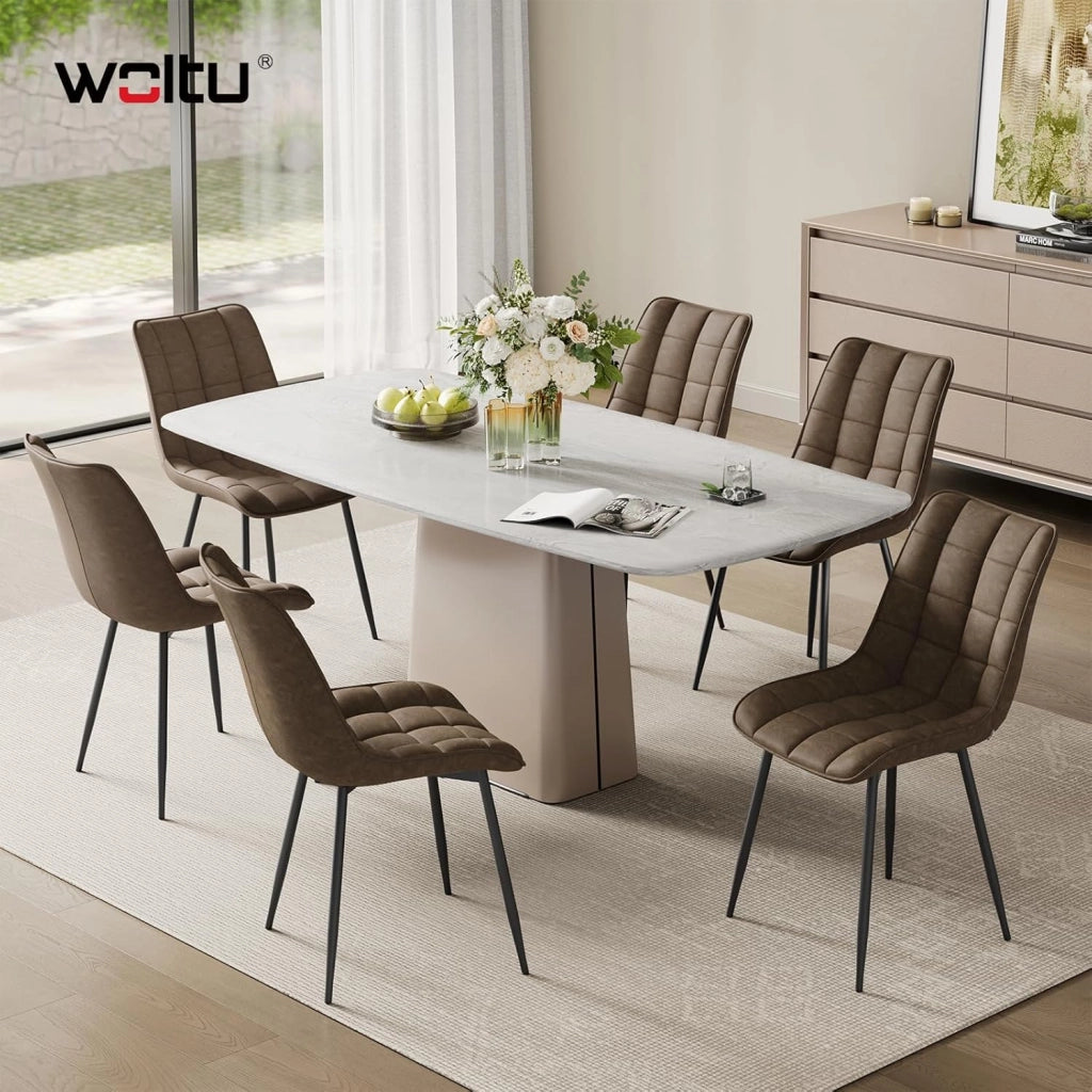 Sedie da Pranzo con Schienale senza Braccioli Sgabello in Ecopelle per Cucina Marrone BH207br-2