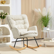 Poltrona a dondolo 71x98.5x97 cm con seduta ampia e schienale ergonomico; poliestere beige