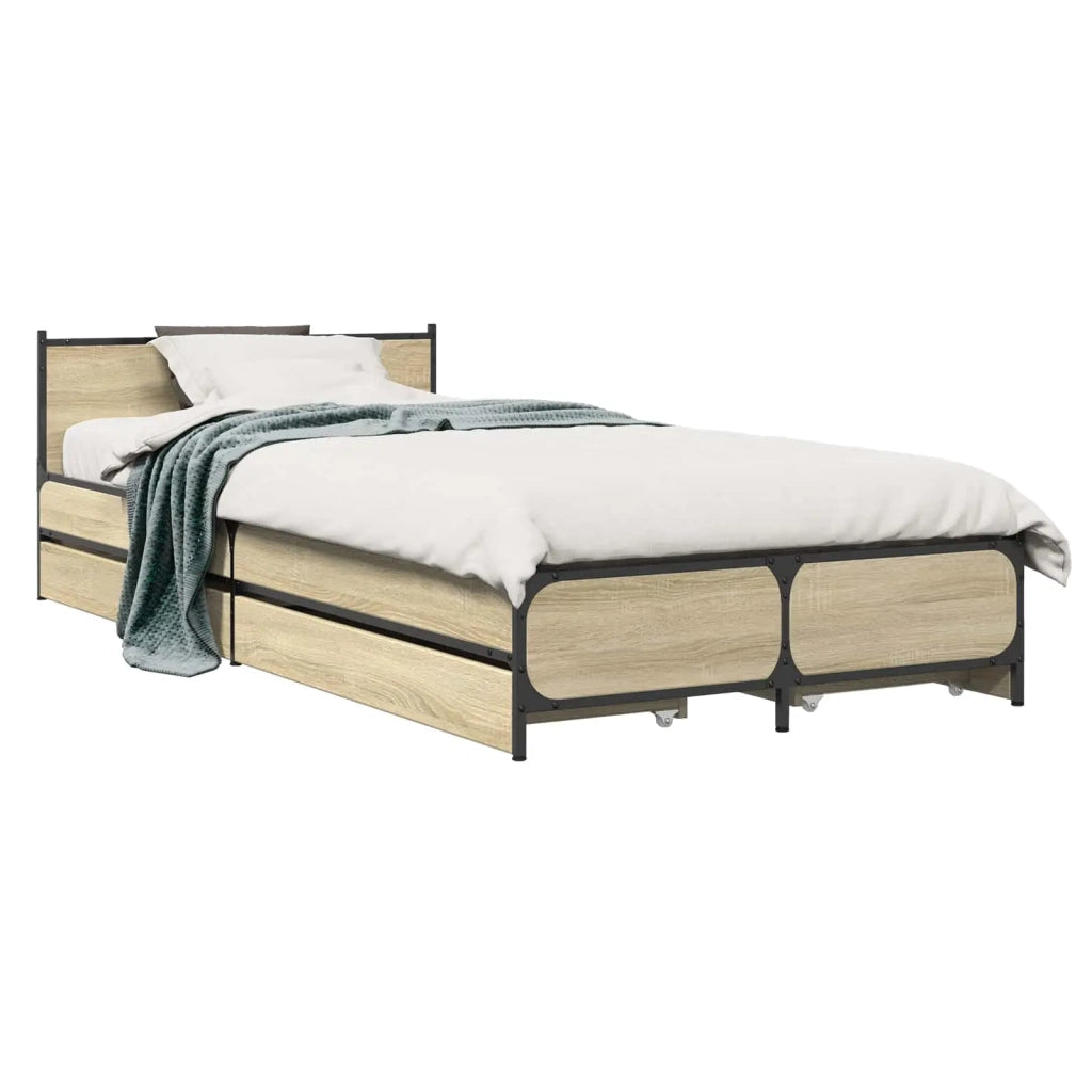 Struttura letto con testata con ruota Rovere Sonoma 80 x 200 cm 3429693