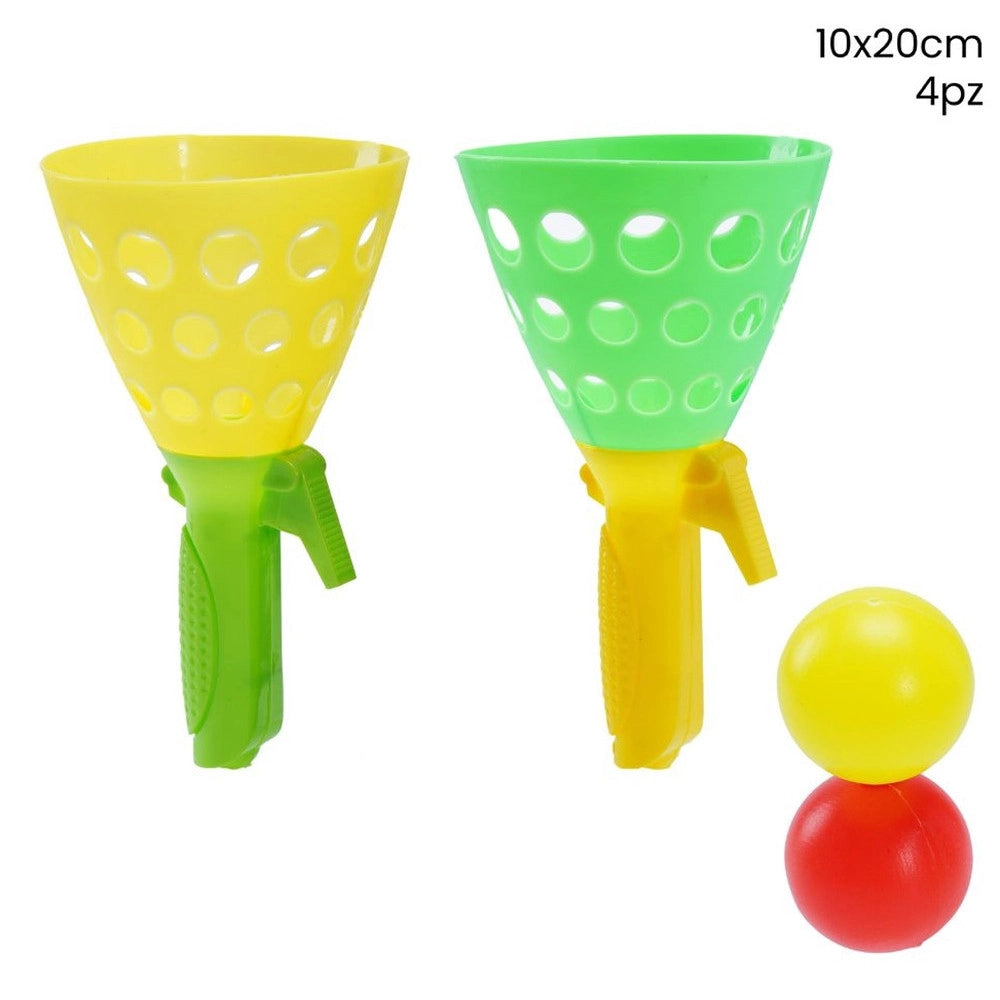 Trade Shop - Gioco Lancio Cattura Palla Canestro Palline Set Giocattoli Per Bambini 4pz 10x20cm 258369 -