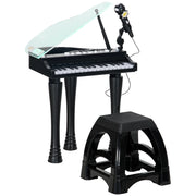 Pianoforte giocattolo bambini con microfono sgabello luci 22 canzoni ¨C zephmum ¨C nero 37x30,5x60,4 cm