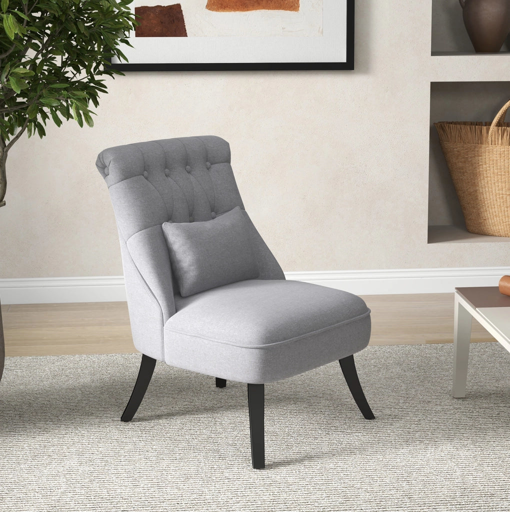 Poltrona relax 52，5x69x77 cm in lino grigio con cuscino lombare