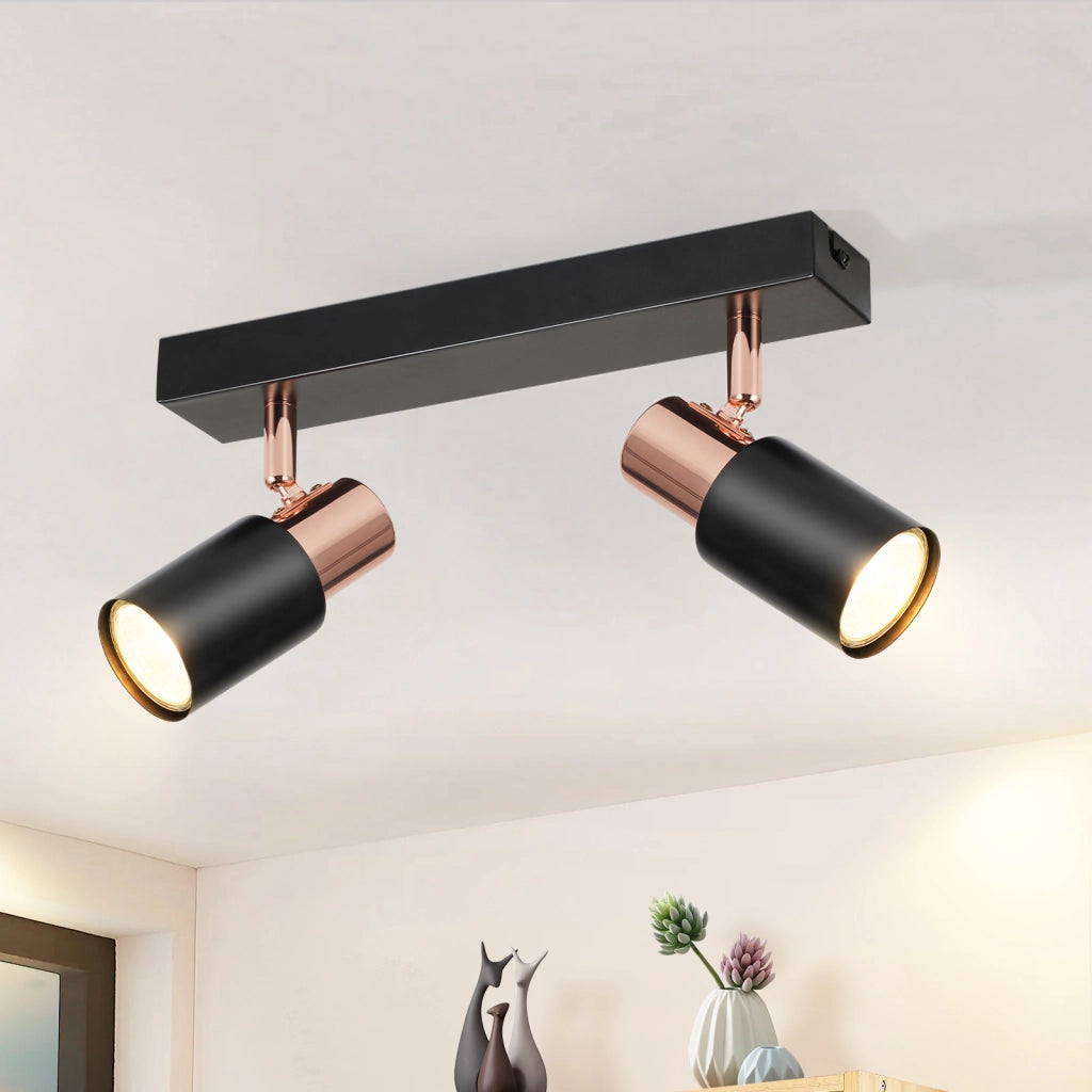 ZMH Faretto da soffitto nero GU10-2 Lampada da cucina a fiamma orientabile a 355° moderna industriale