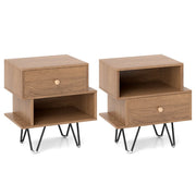 Set di 2 comodini 44 x 29 x 47 cm con cassetto estraibile e vano a giorno stile moderno mid-century truciolato marrone 20_0011963