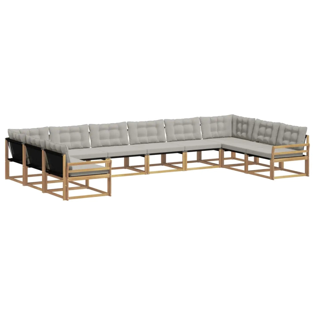 Set di divani da esterno 10 pz Bianco e Grigio Chiaro 3389117