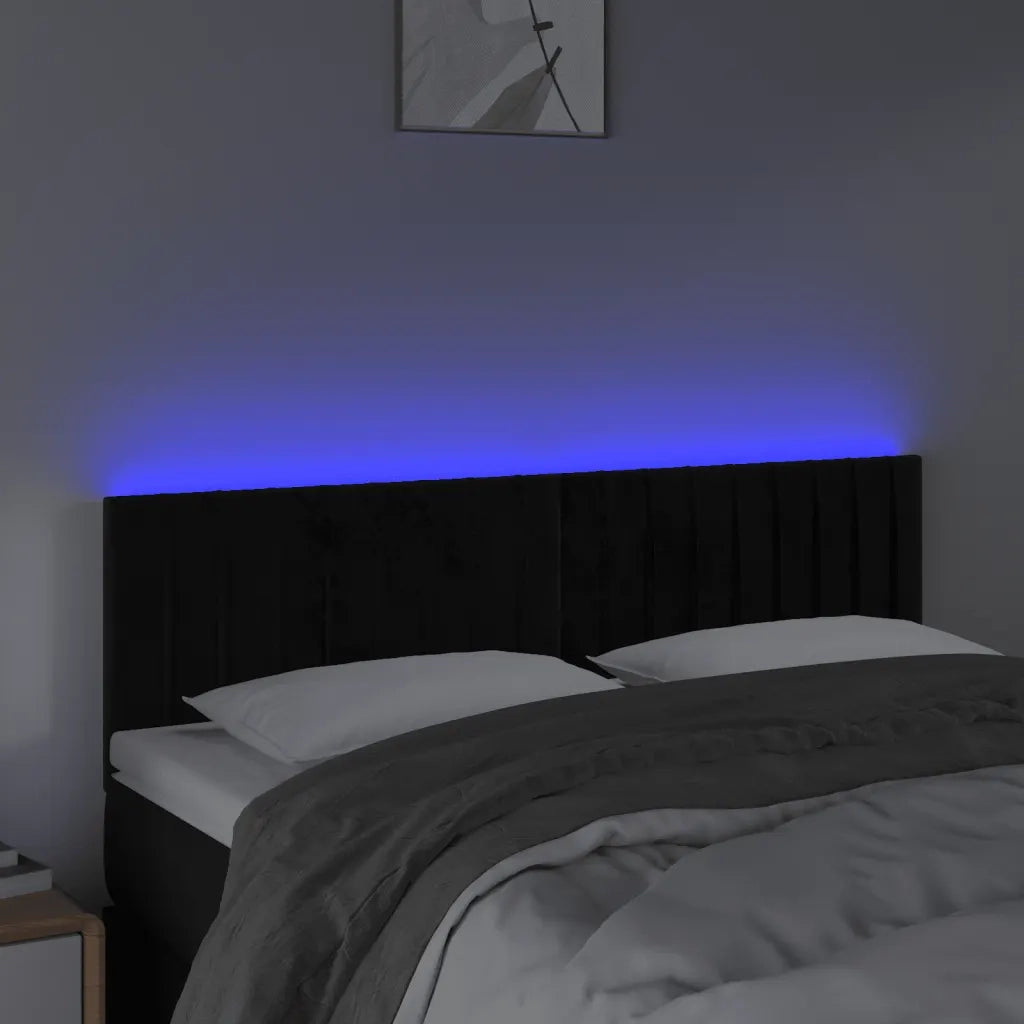 Testiera a LED-Testata con LED Nera 144x5x78/88 cm in Velluto 119549