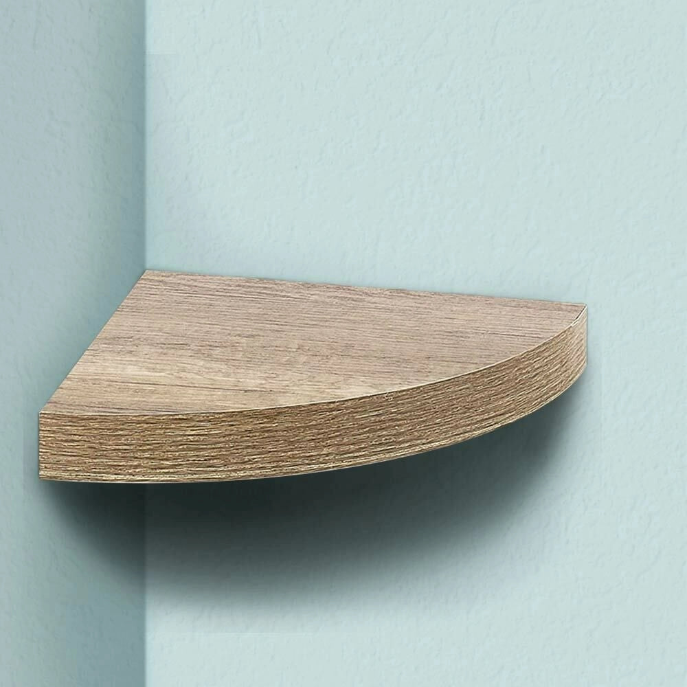 Trade Shop - Mensola Parete Angolare Scaffale Ripiano Ad Angolo In Legno Mdf Rovere 24 X 4 Cm -