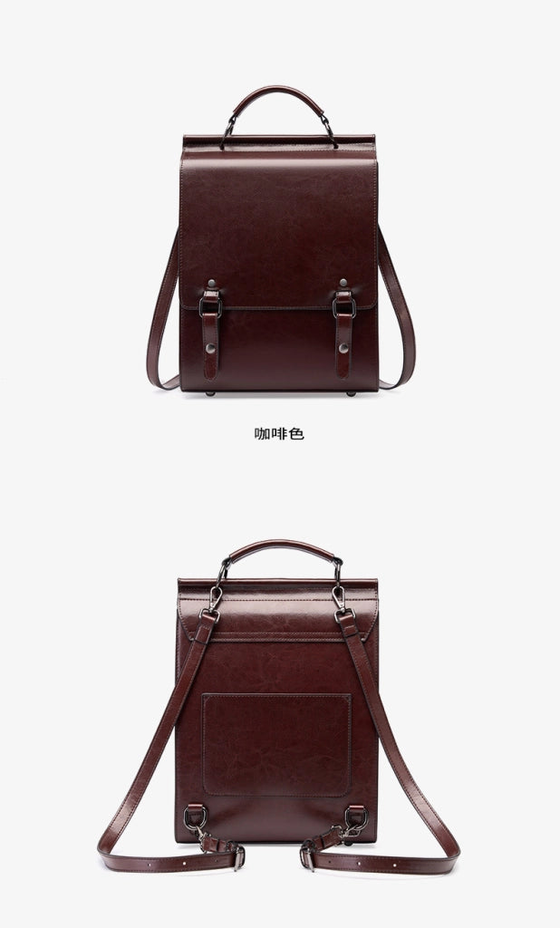 Zaino in vera pelle, stile British College, colore viola.